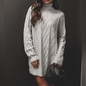 Show Me Your MuMu Gray Turtleneck Sweater Dress